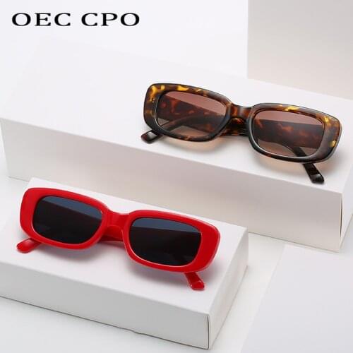 OEC CPO Retro Rectangle Sunglasses Women And Man Fashion Brand Design UV400 Vintage Thick Frame Sun Glasses Man lady Shades O532
