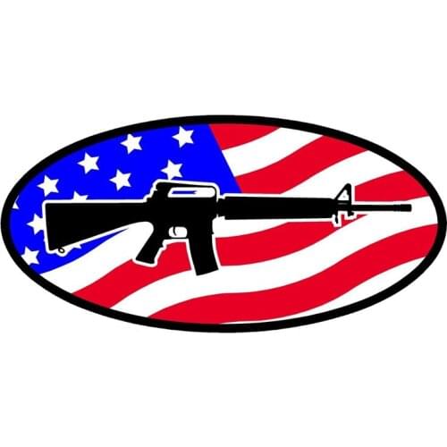 Reflective Vinyl Cover Scratches AR15 Gun USA Flag Color Car-Sticker and Decals Bumper Window Bodywork Car Interior KK16*8cm