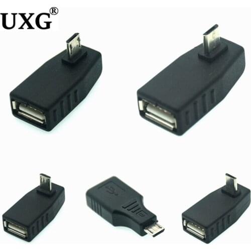 90 Degree Micro USB To USB Converter For Tablet PC Android Usb 2.0 Mini OTG Cable USB OTG Adapter Micro Female Converter Adapter