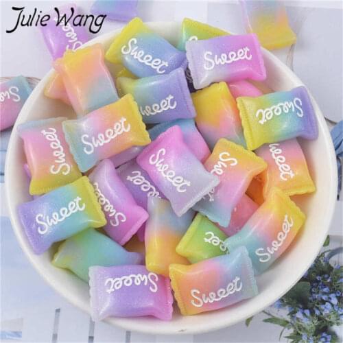 Julie Wang 10PCS Resin Mixed Sweet Candy Charms Artificial Food Slime Pendants Jewelry Making Accessory Home Table Decor Props