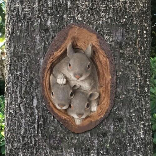 Squirrel Garden Resin Statue Gift Outdoor Courtyard Accessories Home Decoration Backyard Creative Animal Tree Decoration