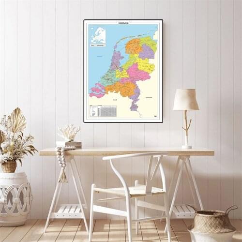 42*59cm The Netherland Political Map Small Poster Canvas Painting Travel School Supplies Living Room Home Decoration In Dutch