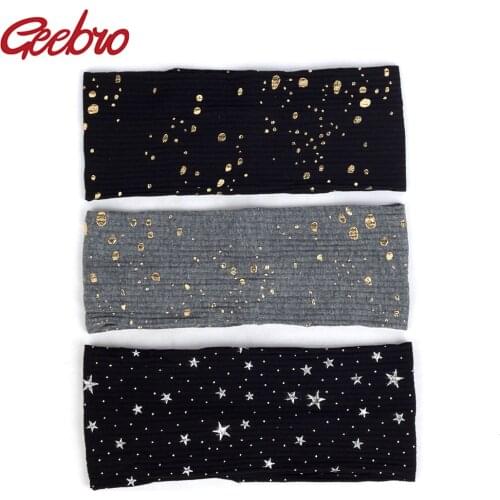 Geebro Womens Splatter Paint Headband Metallic Color Dot Star Head Wrap Fashion Hair Accessories Turban Female Elastic Hairband