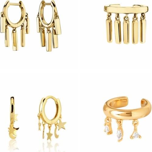 Exquisite Lady Zircon Perforation Hoop Earrings 925 Sterling Silver Ear Buckle Bohemian Style Fashion Jewelry Birthday Gifts