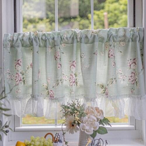 Fyjafon Curtain 150*40 Printed Window Curtain Hallway Half Tube Curtain Rustic Decorative Kitchen Short Curtains 200*60