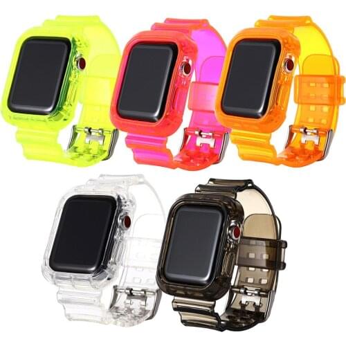Silicone Rubber Transparent Strap For Apple Watch 6 5 4 3 2 1 SE 44mm 40mm 42mm 38mm Outdoor Watch Band For iWatch Bracelet Belt