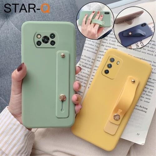 Wrist Strap Phone Holder Silicone Case For Xiaomi Poco M3 X3 Nfc F3 X2 F2 pro Pocophone F1 Finger Grip Soft Back Cover cases