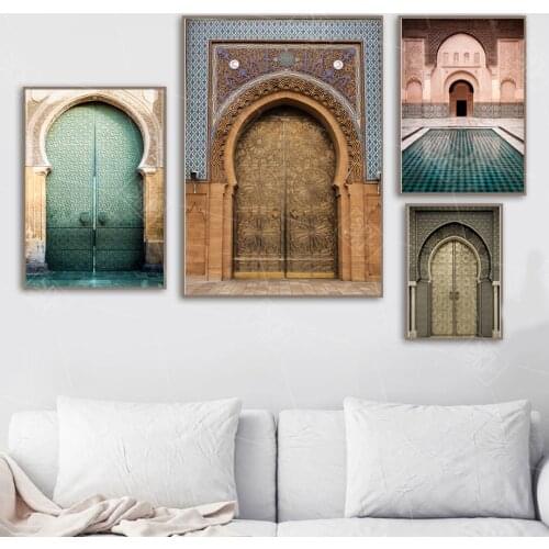Modern Art Wall Ancient Gate Morocco Canvas Painting Posters Artwork Pictures Printed for Living Room Bathroom Home Decoration
