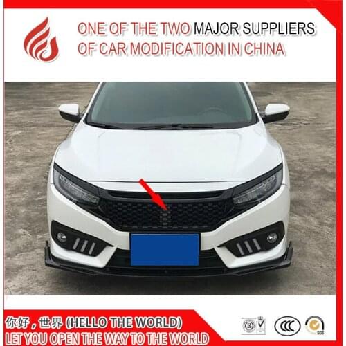 High quality ABS Black Hood Monster Style Honeycomb style front grill grille for Civic 2016 2017