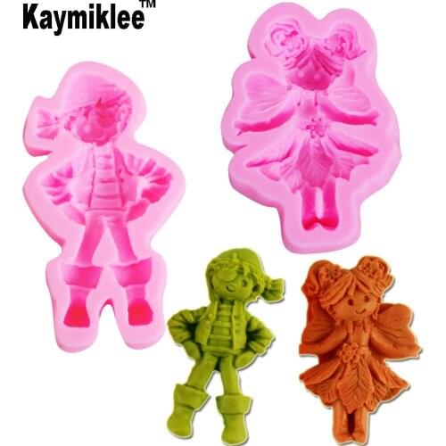 M-C086 Nallet Doll Girl & Pirate Silicone Mold Fondant Molds Cake Decorating Tools Chocolate Gumpaste Moulds Cake
