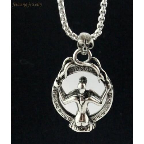 Retro Snake Witch the Fairy Mirror Pendant Necklace Casting Stainless Steel for Women Top Quality Vintage Jewelry free shipping