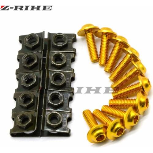 10pcs Aluminum M6 6mm Motorcycle Scooters Fairing Body Bolts Spire Speed Fastener Clips Screw Spring Nuts Motocross Nuts