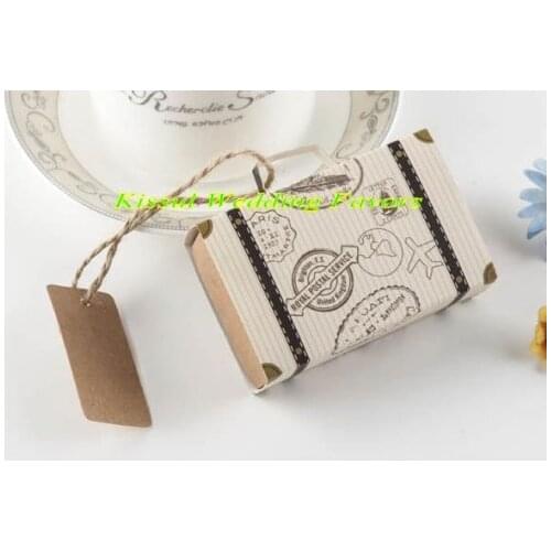 100 Pieces/Lot) Travelling Wedding Favors of "Bon Voyage" Vintage Suitcase Favor Boxes For Vintage Party Favors and Candy boxes