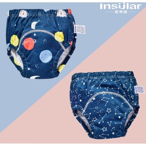 2-pack Baby Diaper Pants 6-layer Waterproof Cotton Baby Training Pants Baby Learning Pants Baby Diaper Underwear Replacement