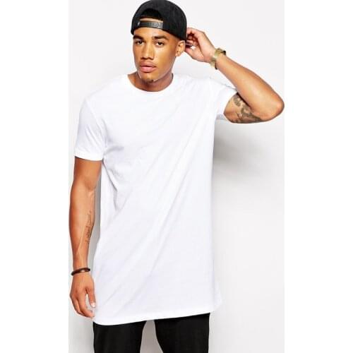 2020 Brand Mens T-Shirt White Long Hip Hop StreetWear Men T Shirt Extra Long Length Tee Tops Longline For Male Clothing Tshirts