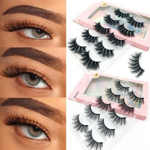 3D Fake Mink Hair False Eyelashes Natural Long Eye Lashes Handmade Thick Crisscross Eyelashes Extension Eye Makeup Tools 5 Pairs