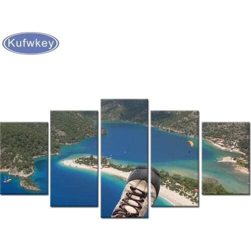 5pcs full Diamond embroidery Foot and Seascape,5d diy diamond painting Cross Stitch,full Rhinestone mosaic home decoration