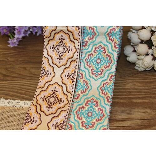 5yards/lot wide 6cm Woven Jacquard Ribbon classical flowers design curtain and clothing accessory LS-9782