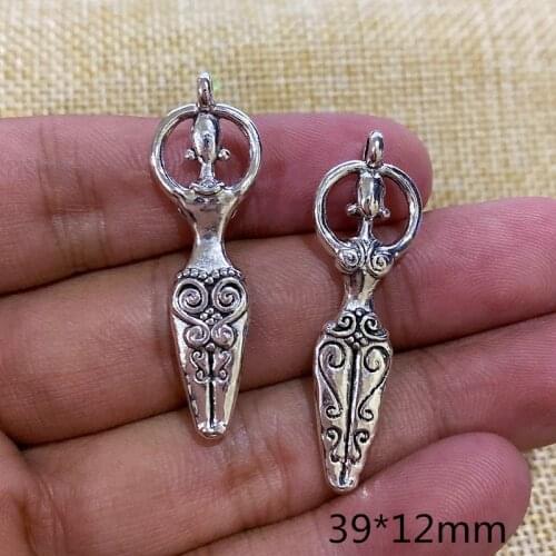 6pcs Goddess Tibetan Silver Color Pendant Connector Accessories Diy Handmade Necklace Finding Jewelry Making Supplies wholesale