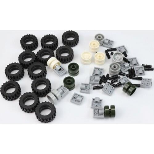 66Pcs Technic Series Mini Wheel Rims Pack Car Tire Connections Model Building Blocks Legoed Toys For Children Christmas Gifts