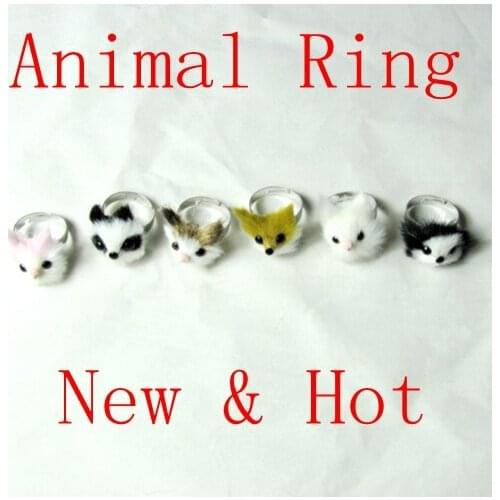 Free shipping lovely animal head ring for women party animal ring