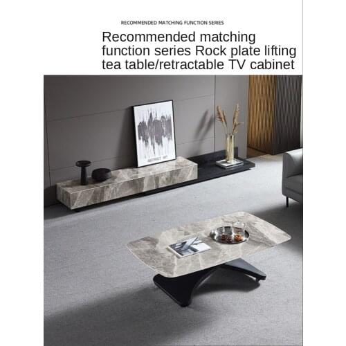 Tea table and dining table dual-purpose small household movable multifunctional tea table TV cabinet combination