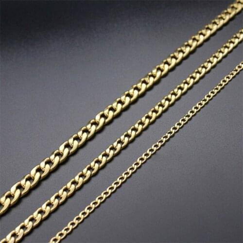 DoreenBeads Fashion Chain Necklace Black Gold Stainless Steel Single Buckle Link Chain Concise Charms 7mm X 45-75cm Length,1 PC
