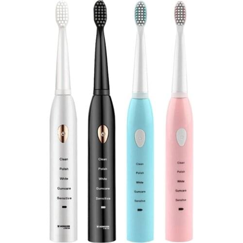 Rechargeable Ultrasonic Toothbrush With 4 Brush Heads Electric Toothbrush Waterproof Oral Tooth Cleaning Care For Adults