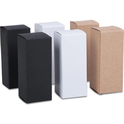 100pcs 10ML to 100ML 18MM Rubber Head Dropper Essential Oil Bottle Packaging Box Cosmetics Kraft Carton White Black Paper Box