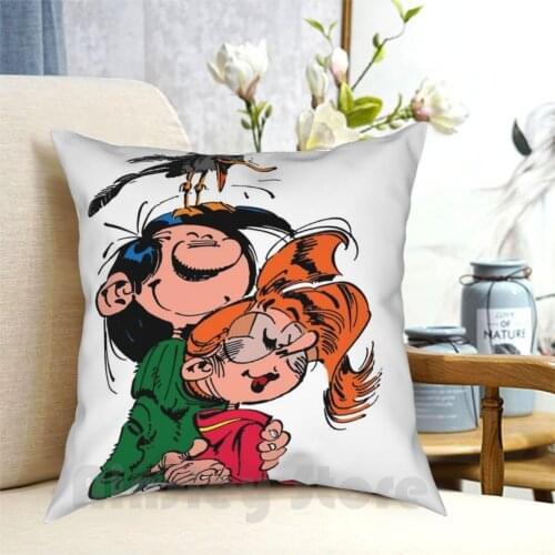 Gaston Lagaffe Hugging Girl Pillow Case Printed Home Soft DIY Pillow cover Gaston Guus Lagaffe Flater Guust Veronica