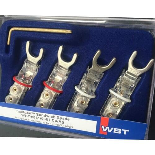 Hi-end WBT-0681 AG Silver Y Spade Free Welding Y Connectors Speaker Y Fork Audio Adapter