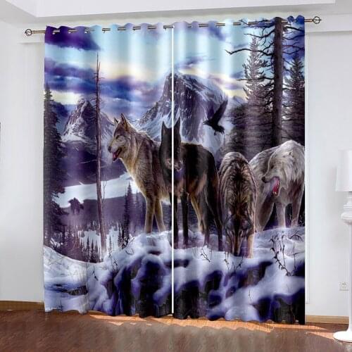 Beautiful Photo Fashion Customized 3D Curtains winter forest animal curtains soundproof windproof curtains