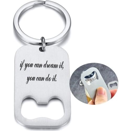 Creative Stainless Steel Bottle Opener Key Chain Simple Fashion Engraved Name Logo Keychain Beer Bottle Opener For Gift