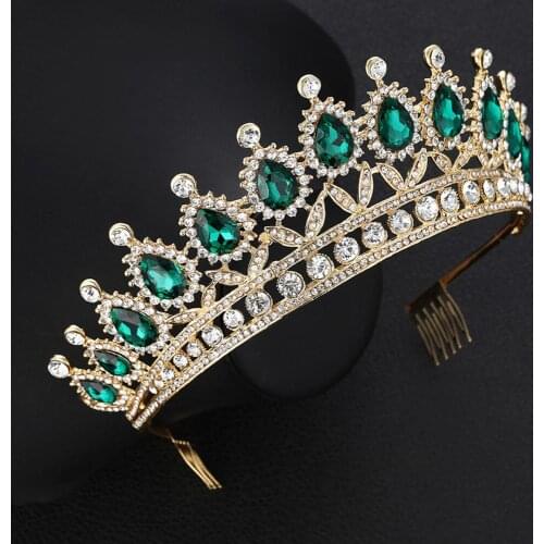 Hot-Selling Colored Rhinestone Crowns In Europe And America Hot-Selling L;arge Crowns With Combs Bridal Tiara Crowns
