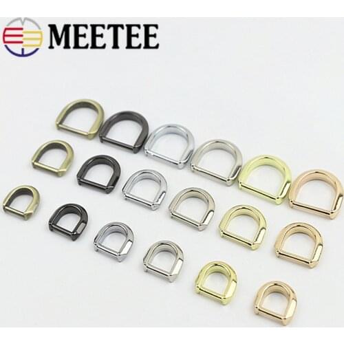 Meetee 10pcs 12/16/20mm Metal D Ring Buckle Bags Strap D-shaped Hook DIY Belt Dog Collar Chain Clasp Webbing Connecting Buckles