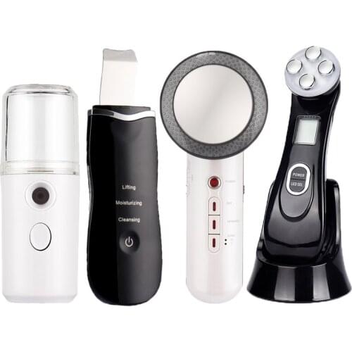 EMS Mesotherapy RF Radio Frequency Facial Beauty + Mini Face Sprayer + Ultrasoic Skin Scrubber + Infrared Body Slimming Massager