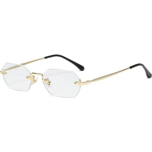 Fashion Rimless Rectangle Sunglasses Women UV400 Driving Sun Glasses Men Clear Color Summer Accessories Square Shades AS154