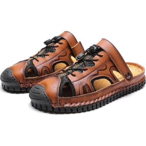 Man zapatos mesh water para summer mens sandale big flip beach size zomerschoenen male leather sandles shoe mens mannen schuhe