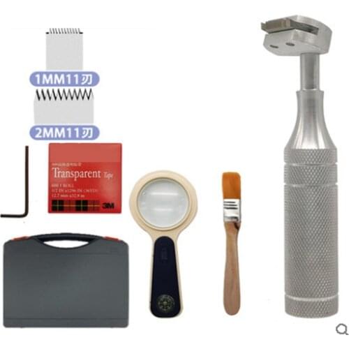 QFH 3 in 1 Rotating Cross Adhesion Tester Kit Cross-cut Adhesion Tester Kits including 1mm/2mm blades With Magnifier