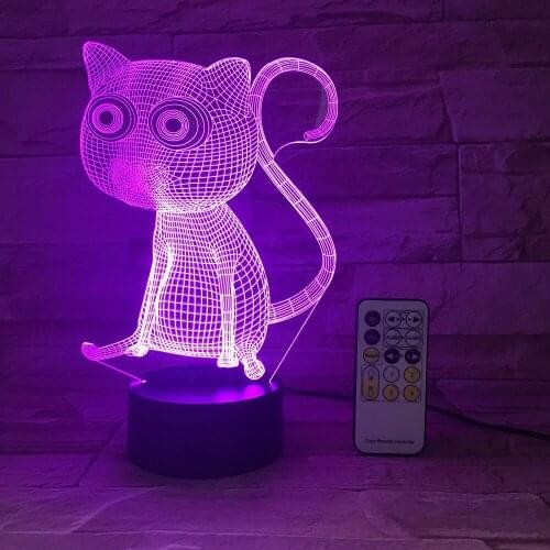 Remote Touch Control Enjoyable 3D Abstract Big Eyes Cat Night Lights LED Table Lamp as Home Decorations And Kid Birthday Gift
