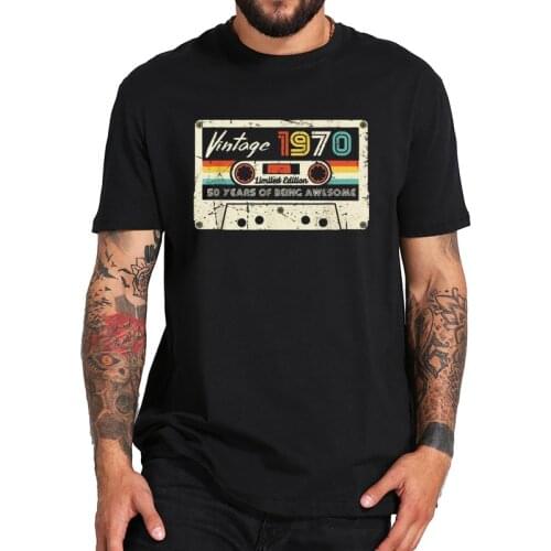 2021 New Vintage 1970 T Shirt Made In 1970 50th Birthday Retro Style Tshirt EU Size Breathable Tee Tops