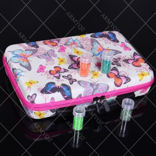 New style 60 Bottles diamond mosaic Tool Container Storage Butterfly Diamond Painting Box Accessories Holder Hand Bag Zipper box