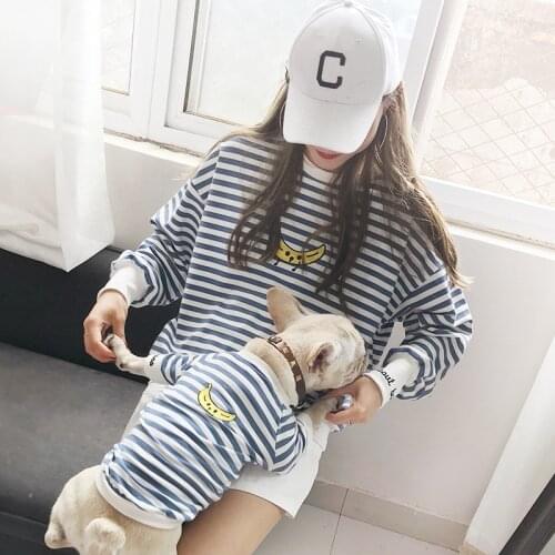 Dog Clothes for Small Dogs Striped Hoodies for French Bulldog Chihuahua Clothes Dog Parent-child Costume Pet Banana Sweatshirt