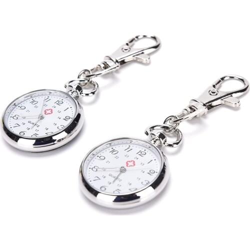 Pop Stainless Steel Quartz Pocket Watch Cute Key Ring Chain New Gift New