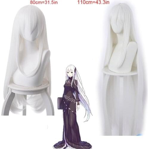 RE: Zero Echidna Cosplay Wig Starting Life in Another World Boku Wig White Long Straight Hair 80cm and 110cm Women Accessories