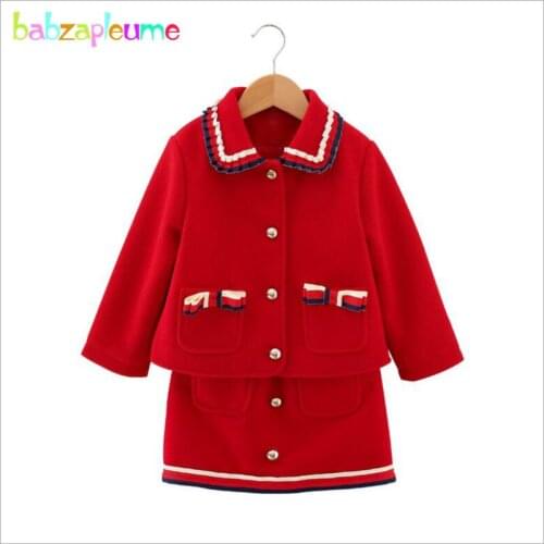2Piece Christmas Outfits Children Clothing Sets Korean Fashion Autumn Winter Princess Kids Coats+Skirt Baby Girls Clothes BC1808