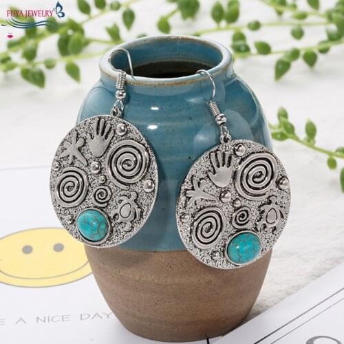 Creative vintage big large round earrings for women Boho ethnic tortoise palm starfish whirlpool earring jewelry brinco bijoux