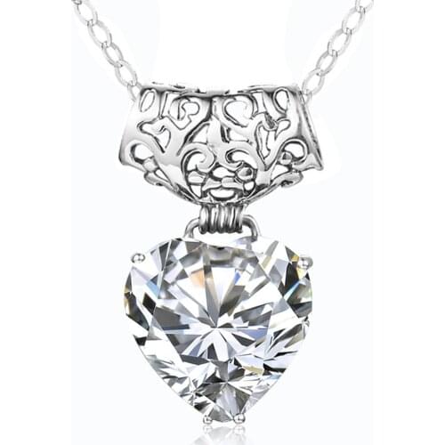 Szjinao Silver Pendant For Women Real 925 Sterling Silver Diamond Necklace Pendants Heart Trendy Jewelry Handmade Wedding Gifts