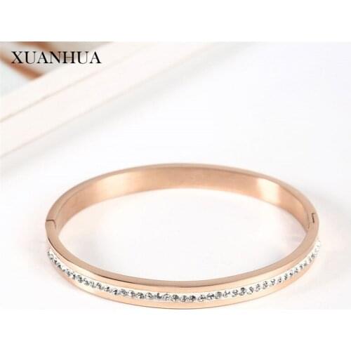 XUANHUA Stainless Steel Jewelry Woman Rose Gold Cuff Bracelets Bangles For Women Vogue 2019 Jewellery Accessories Mass Effect