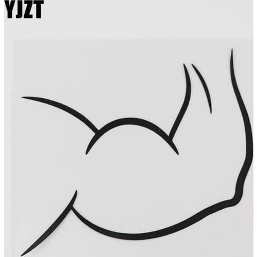 YJZT 13.6CMX12.9CM Mans Hand Muscle Biceps Triceps Decal Vinyl Car Sticker Black/Silver 8A-0995